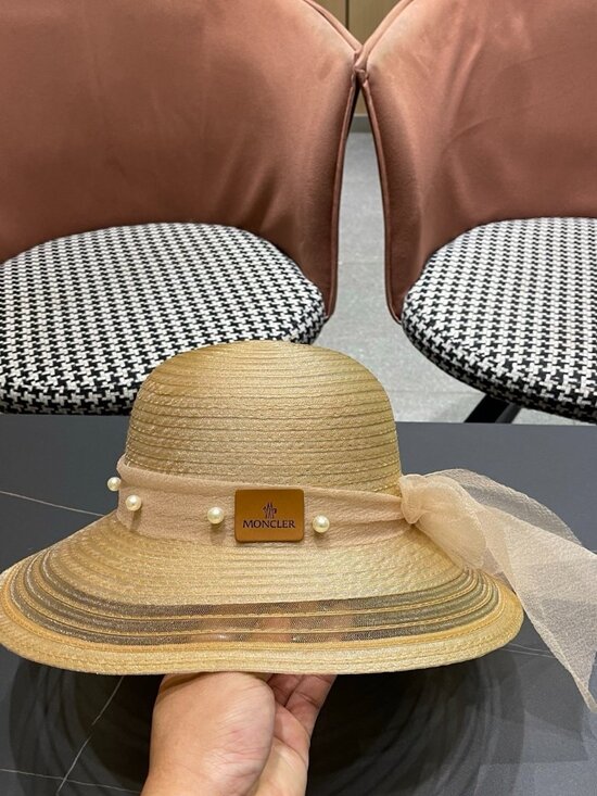 Cute Straw Sun Hat w/ Pearl Details & Bow Accent main image 6